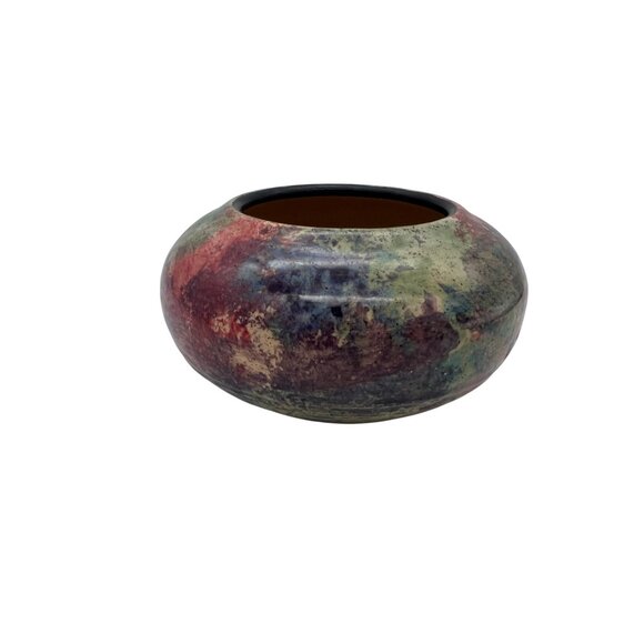 Handcrafted Malsnee Pottery Bowl Multicolor Design Round Shape 5" Diameter 1998 - Picture 3 of 6